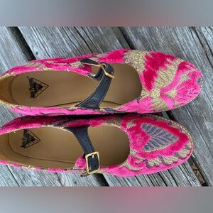 Fluevogs Biblio Barnett Pink Tapestry W9